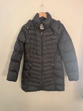 Tommy Hilfiger Black Goose Down Puffer Coat Size M